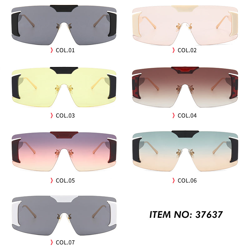 Flat Top One Piece Lens Shades Sunglasses