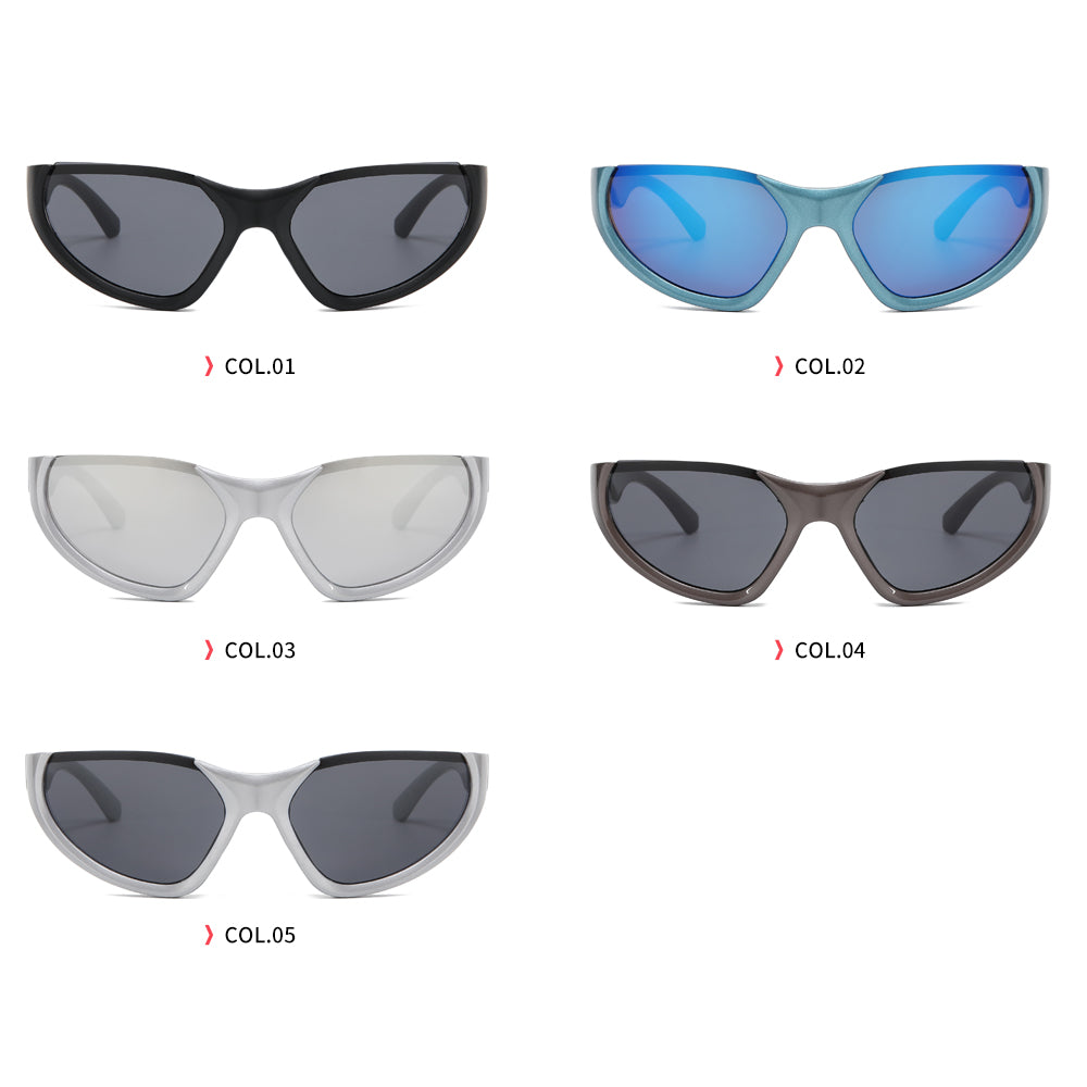 Silver Exaggerated Sport Goggle Sunglasses
