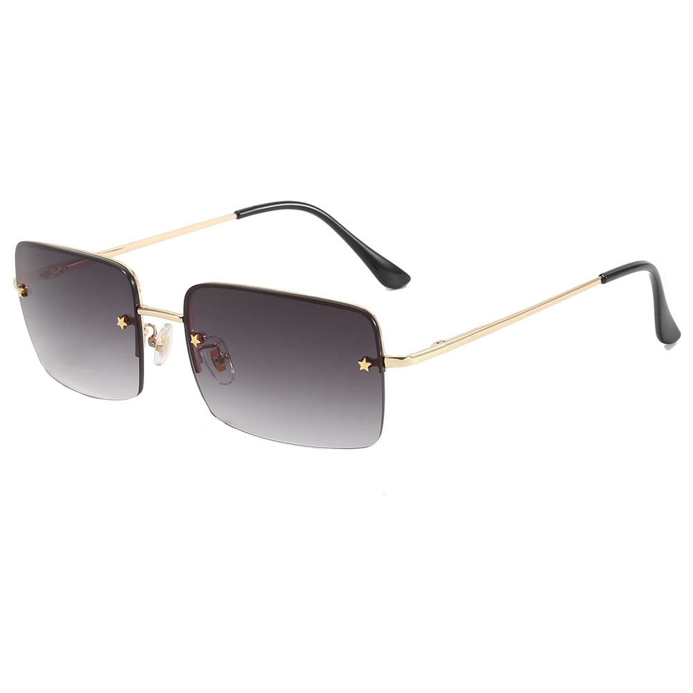 Retro Rectangle Rimless Gradient Outdoor Vacation Sunglasses