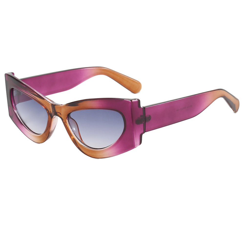 Y2K Cat Eye Women Small Oval Jelly Color Wide Frame Sunglasses