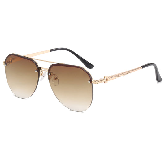 Half-Rimless Pilot Aviation Sunglasses