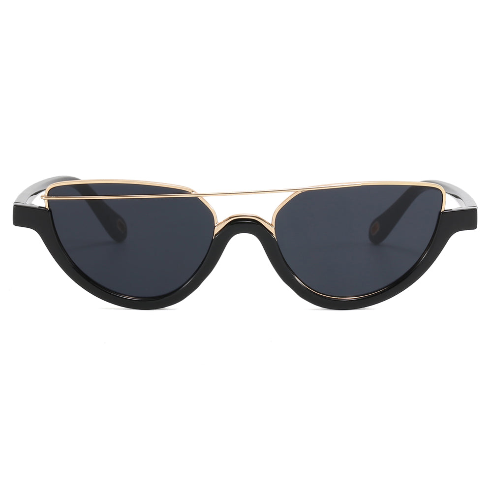 Women Half Frame Shades Small Cat Eye Sunglasses