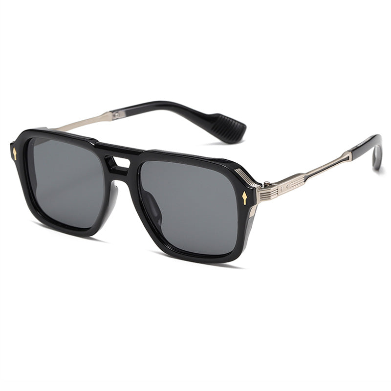 Double Bridge Flat Top Large Square Pilot Gradient Sunglasses