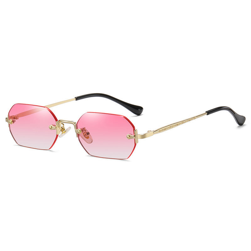 Vintage Rimless Polygon Women Shades Sunglasses