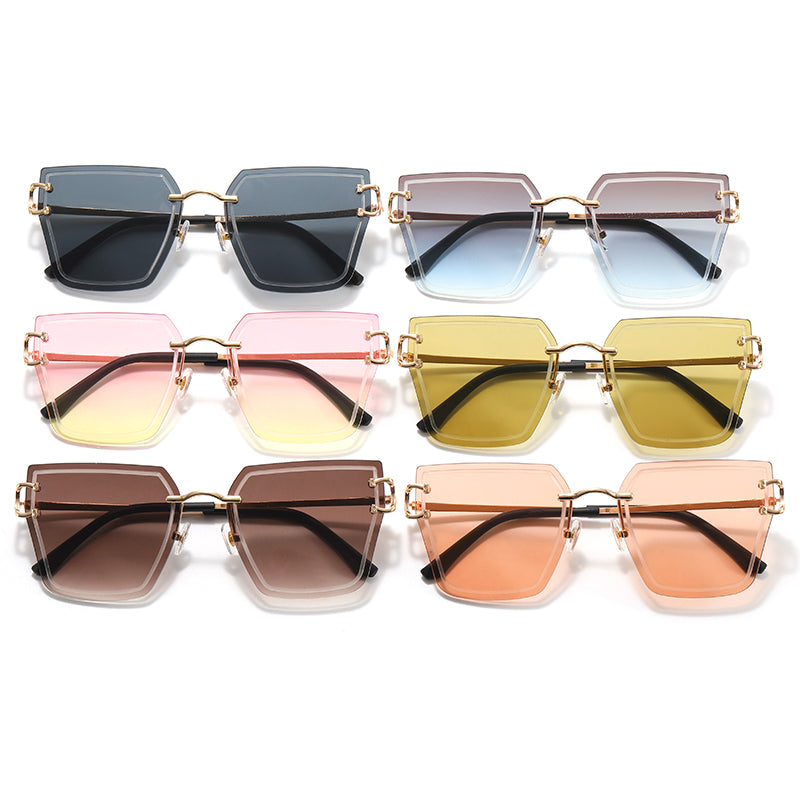 Diamond Cut Women Rimless Square Sunglasses