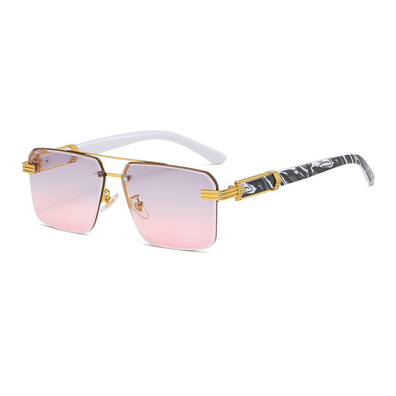 Women Vintage Square Rimless Sunglasses
