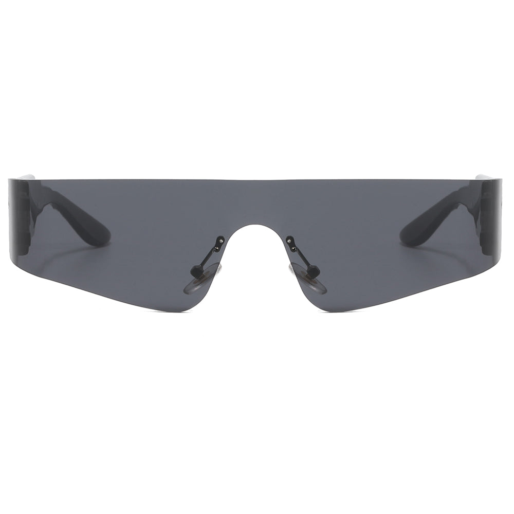 one piece lens Rimless Y2K Sunglasses