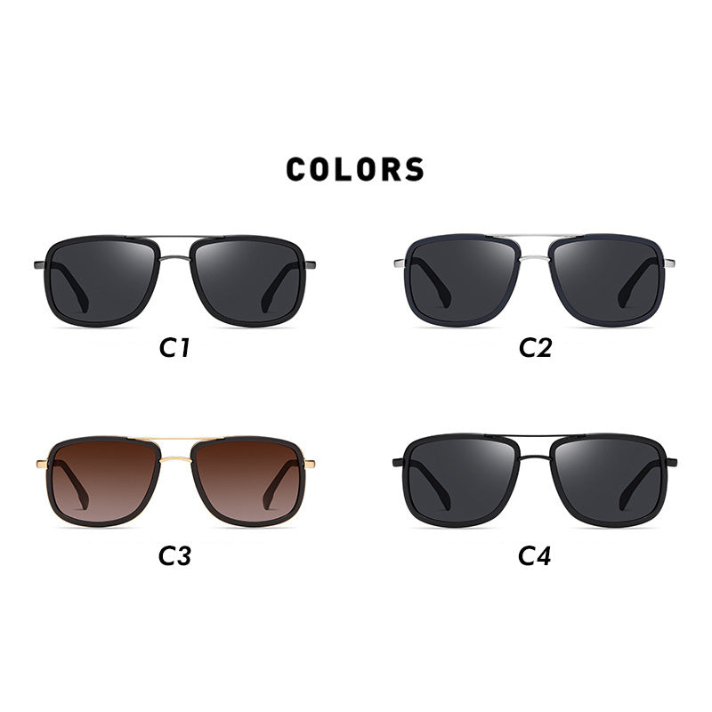 Square Metal Frame Polarized Sunglasses