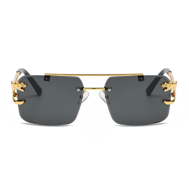 Stylish Panther Embellished Rimless Sunglasses