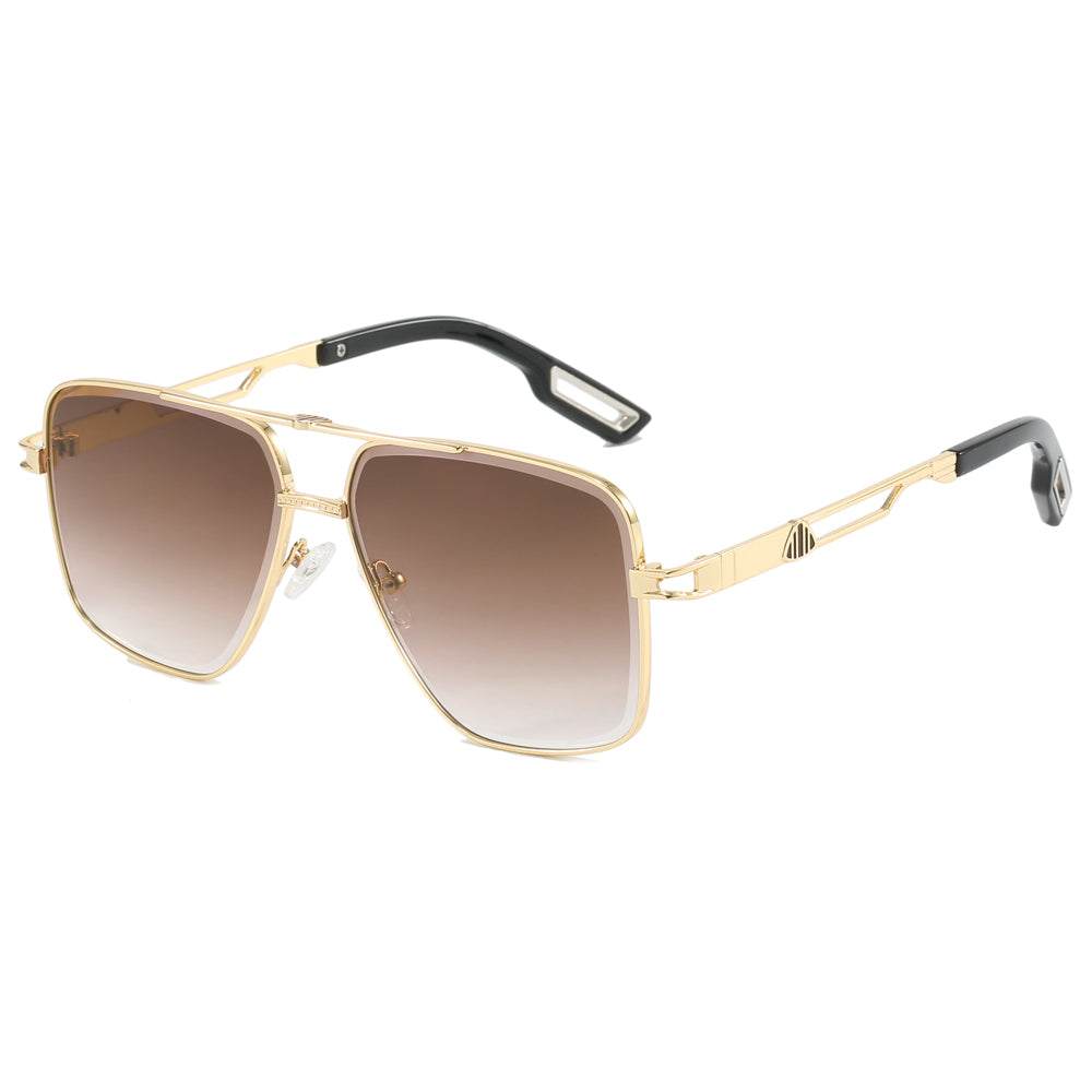Fashion 2024 Men's Square Metal Driving Shades Pilot Style Sunglasses