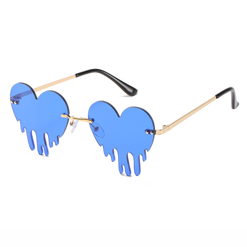 Rimless Heart Drip Novelty Melting Drip Favor Shape Sunglasses