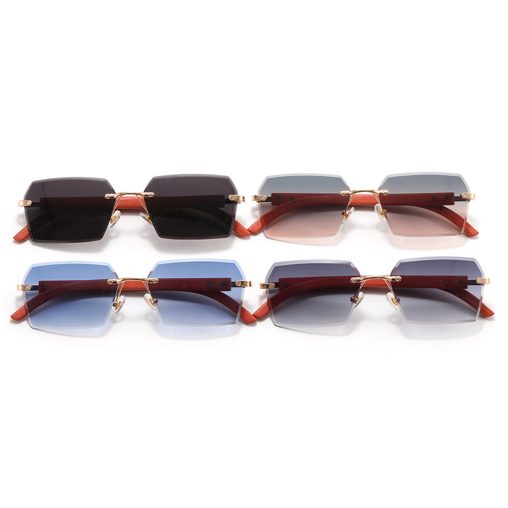 Small Rimless Rectangular Sunglasses