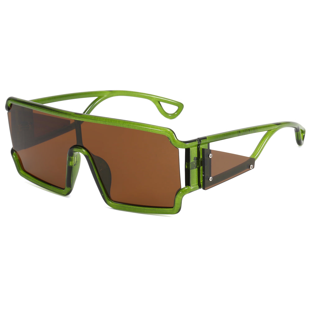 Flat Top One Piece Lens Men Women UV400 Oversize Sunglasses