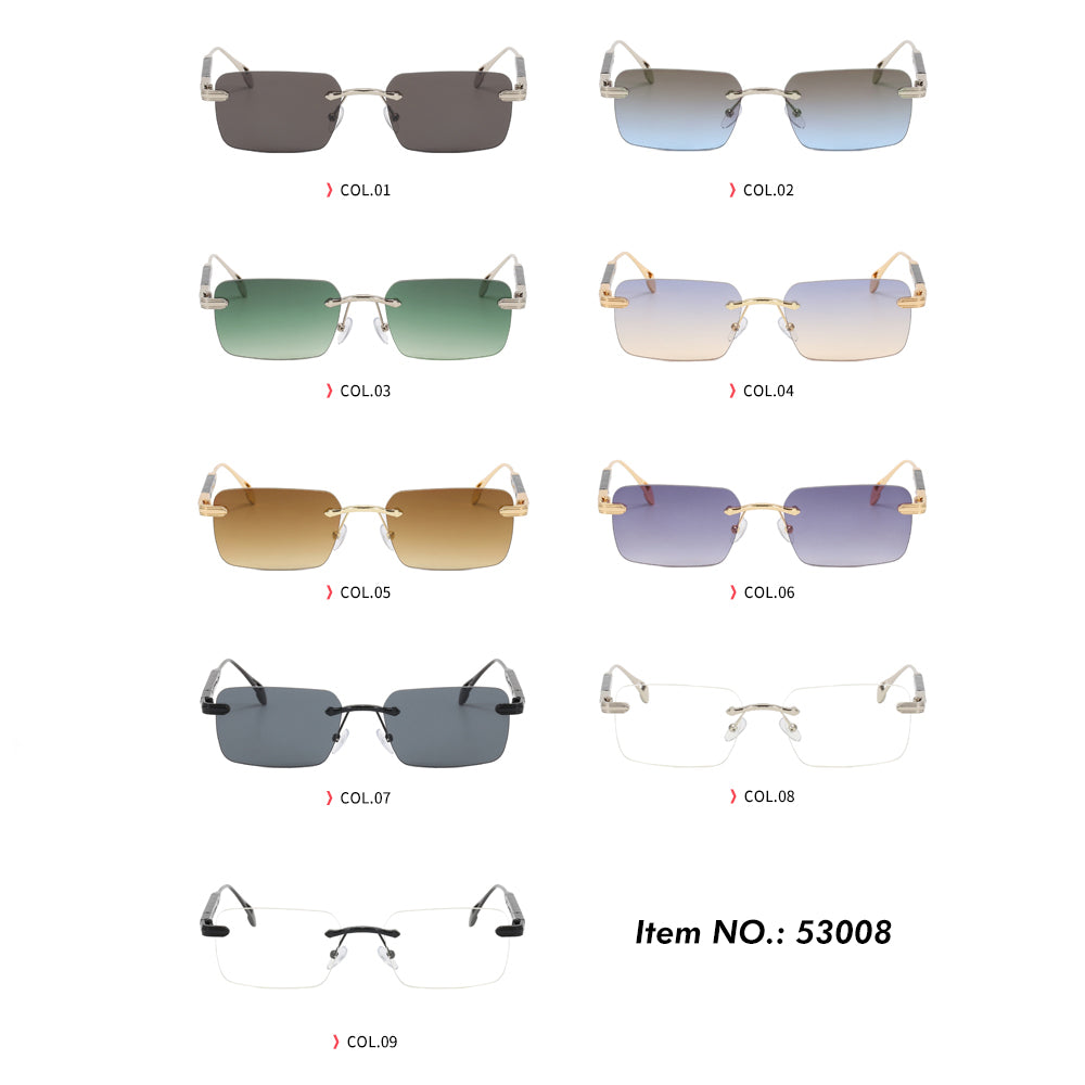 Fashion 2023 Luxury Rectangle Tinted Rimless Sunglasses