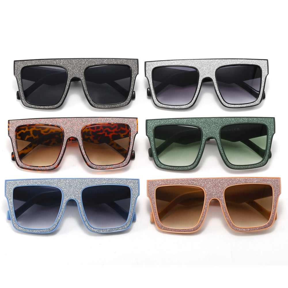 Rhinestone Flat Top Square Sunglasses