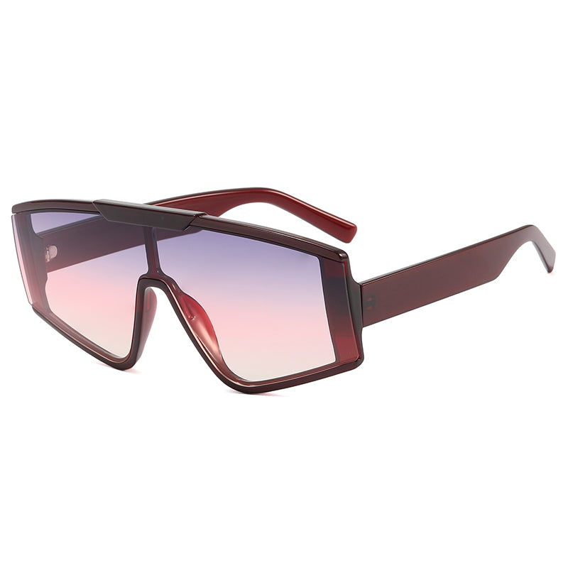 Flat Top One Piece Lens Oversize Sunglasses