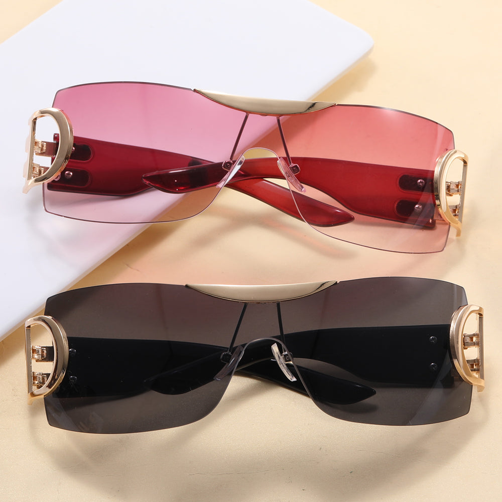 Oversized Rimless One Piece Lens Y2K Sunglasses