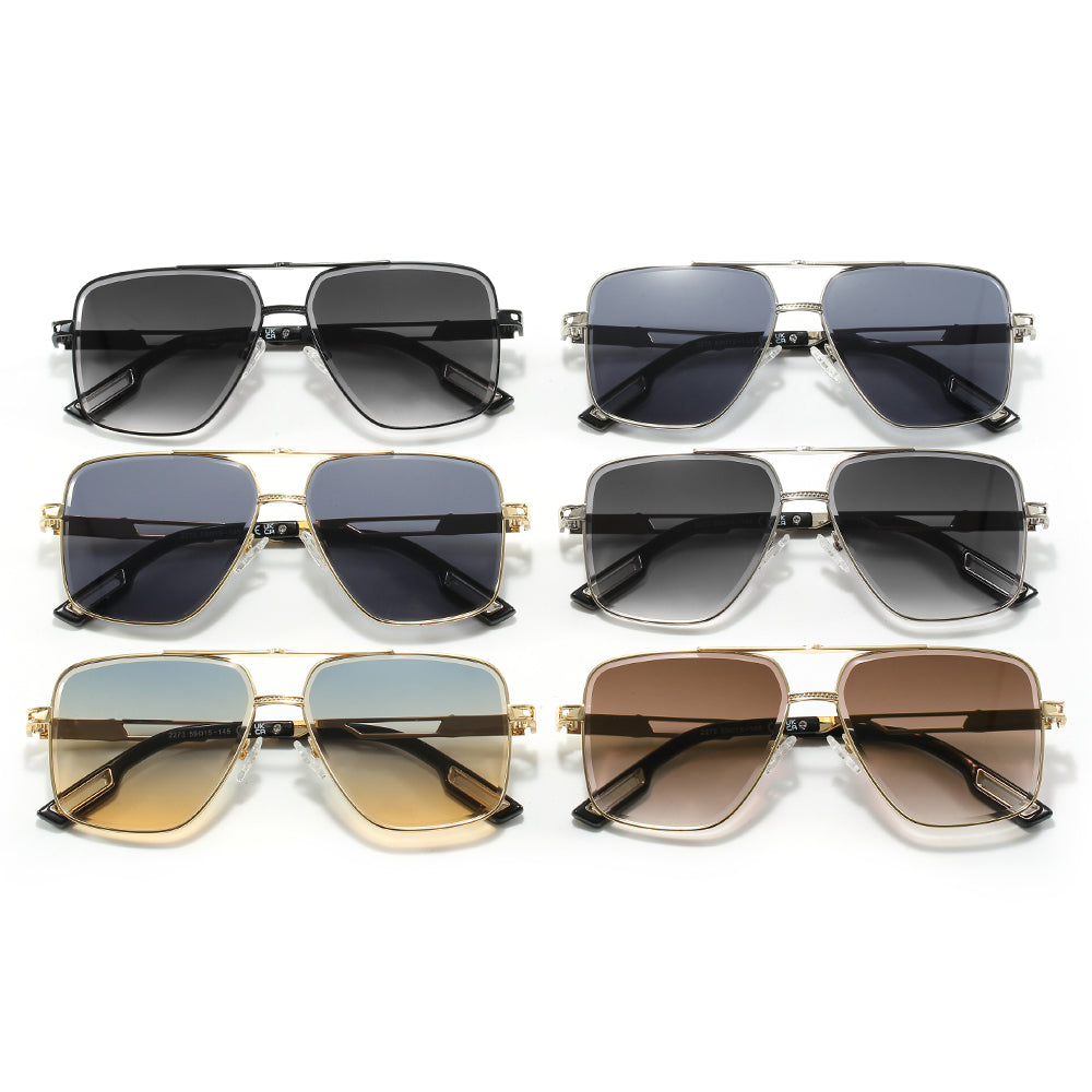 Fashion 2024 Men's Square Metal Driving Shades Pilot Style Sunglasses
