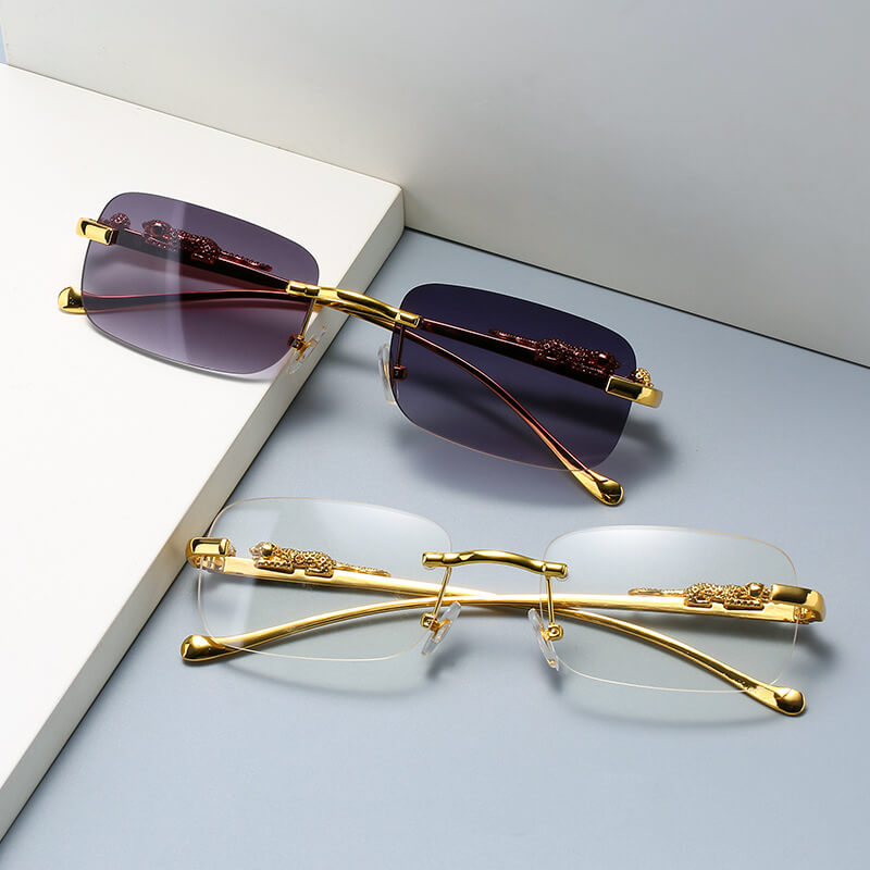 Cheetah Rectangle Rimless Sunglasses