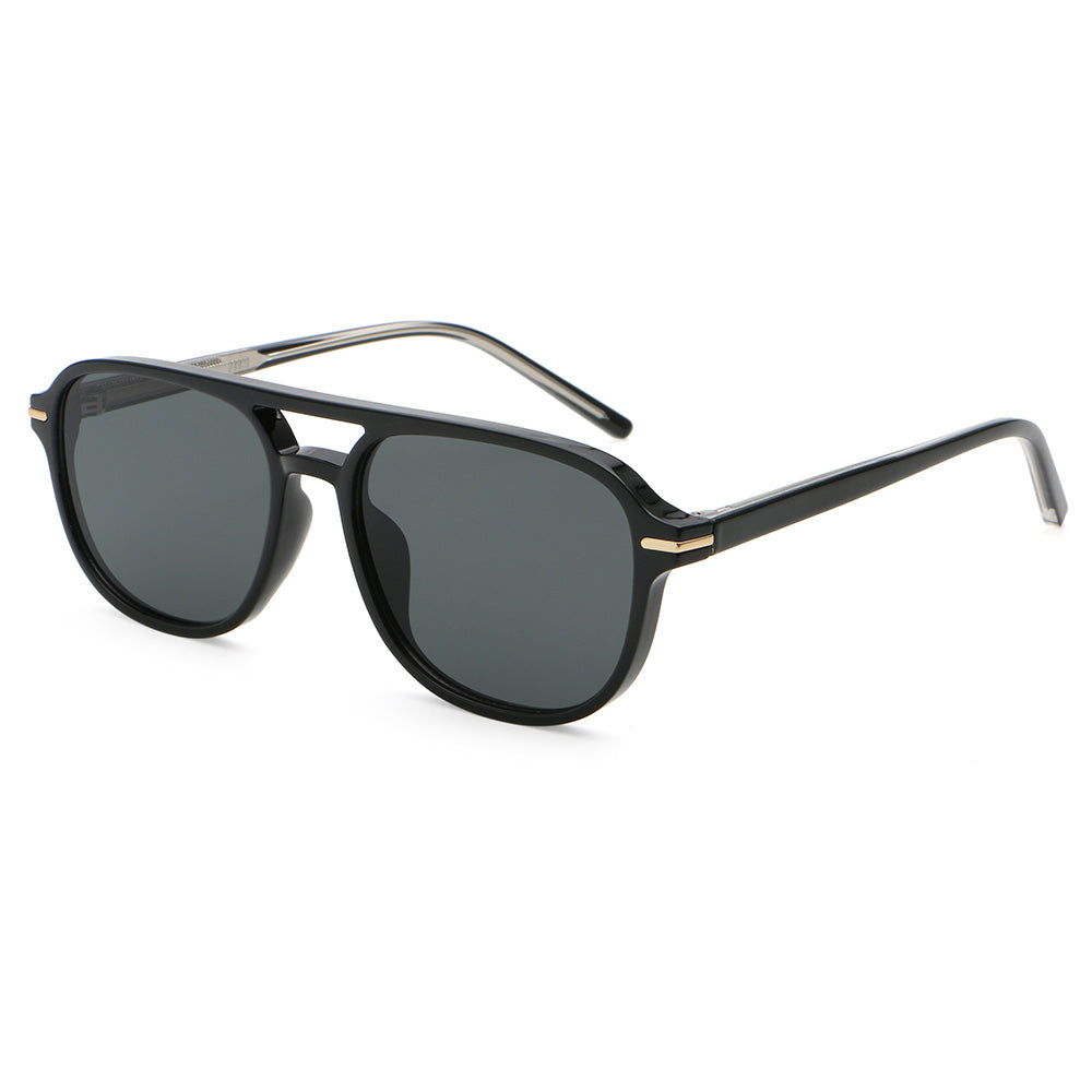 Trendy Square Flat Top Double Bridges Shades Sunglasses