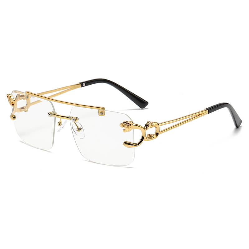 Stylish Panther Embellished Rimless Sunglasses