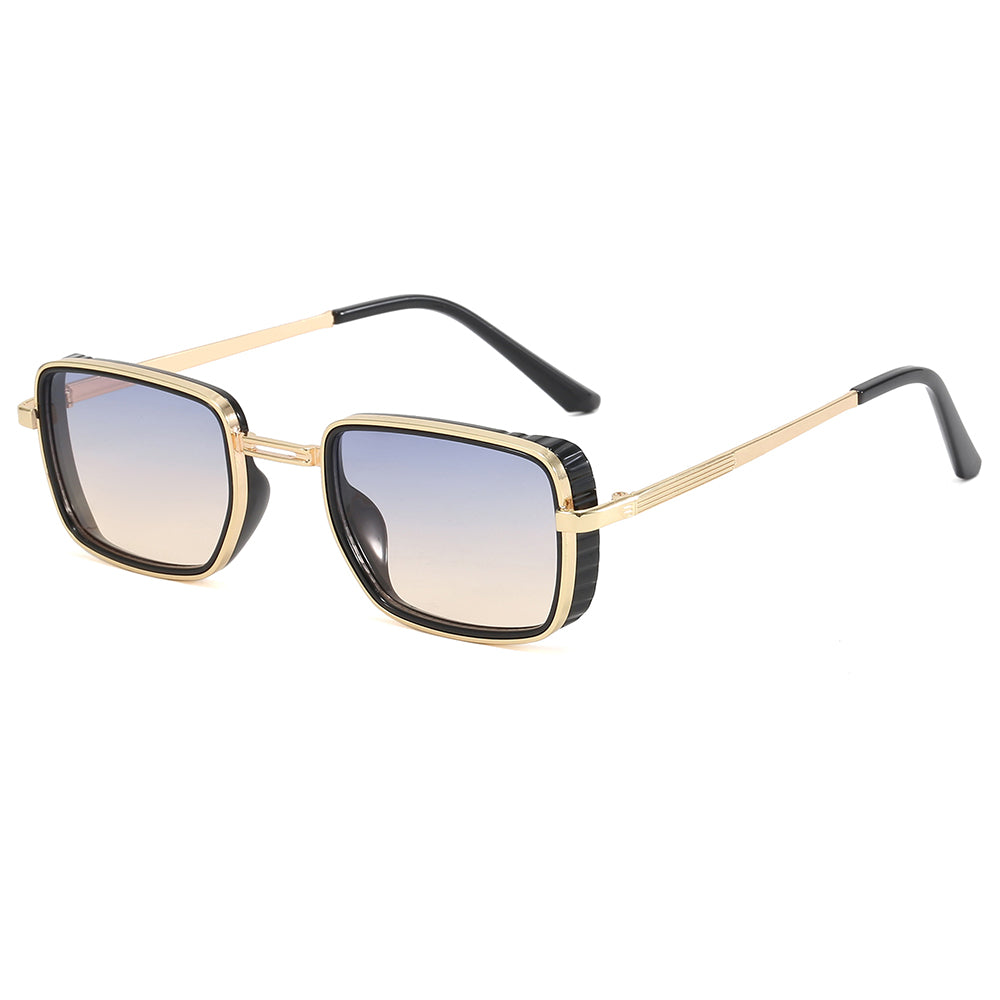 Rectangle Steampunk Metal Frame Sunglasses