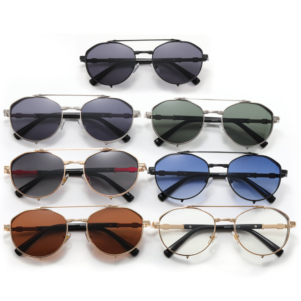 Flat Top Steampunk Metal Frame Sunglasses