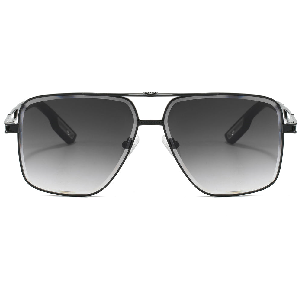 Fashion 2024 Men's Square Metal Driving Shades Pilot Style Sunglasses