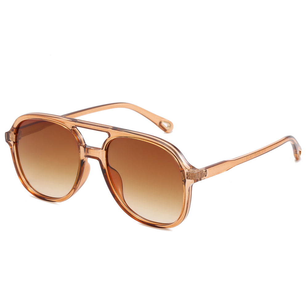Double Bridge Flat Top Large Square Sunglasses