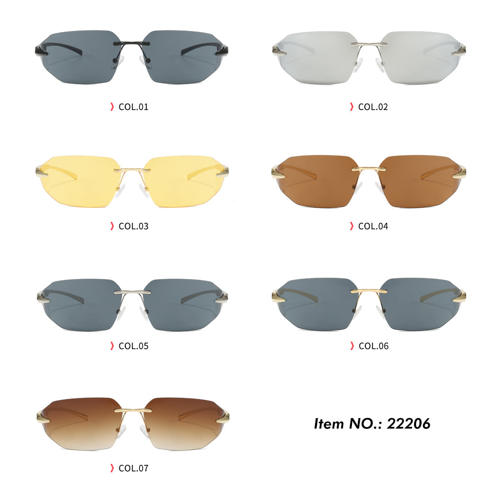 Y2K New Trendy Rimless rect-oval shape Sunglasses