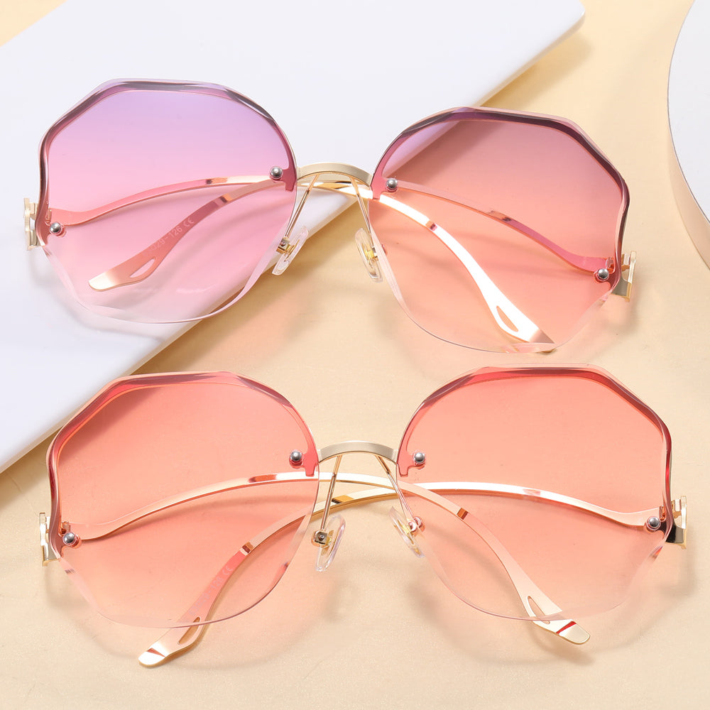 Women Gradient Rimless Shades Sunglasses