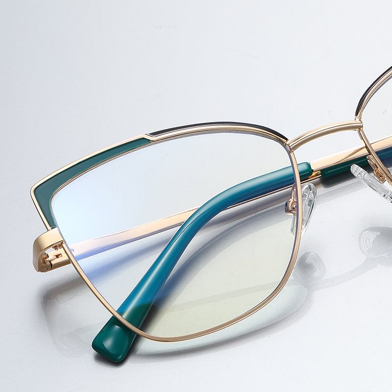 Women Cat Eye Blue Light Blocking Metal Frame Reading Glasses