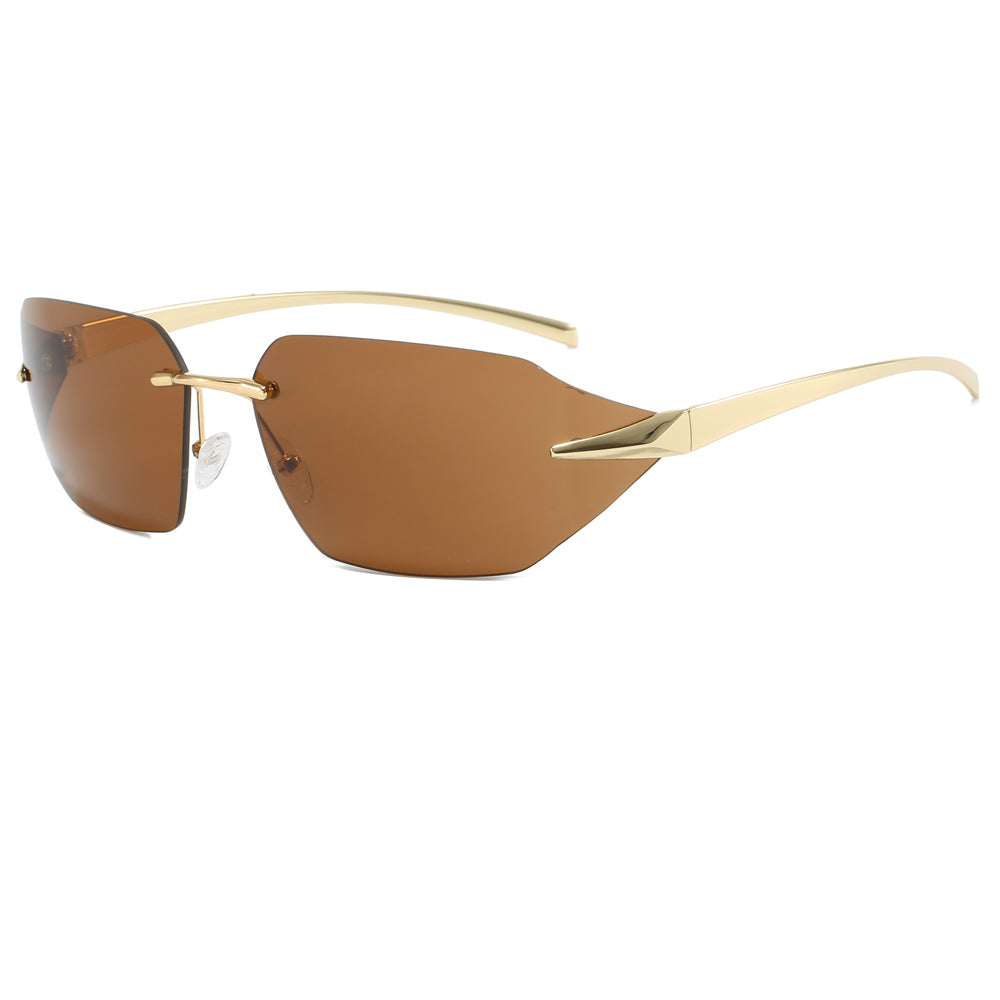 Y2K New Trendy Rimless rect-oval shape Sunglasses