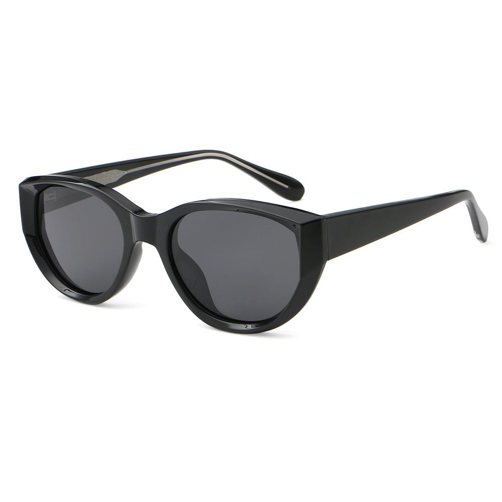 Cat Eye Round Thick Reinforced Wire-Core Temples Sunglasses