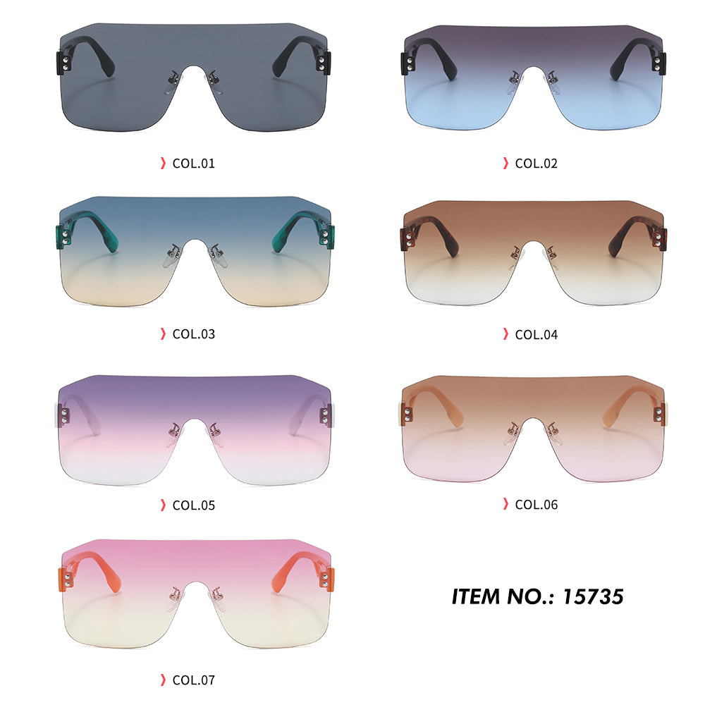 One Piece Tinted Lens UV400 Rimless Sunglasses