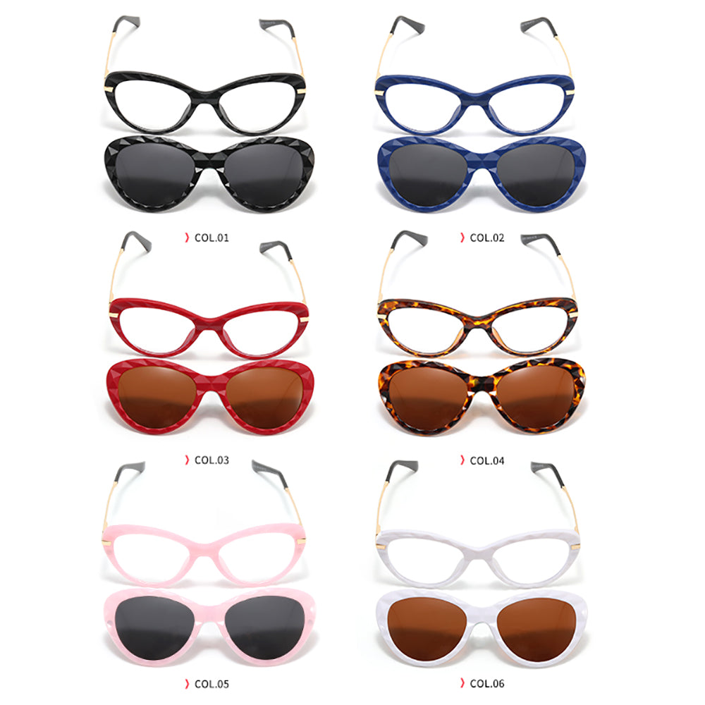 Cateye Light weight Blue light blocking Polarized Clip On Sunglasses