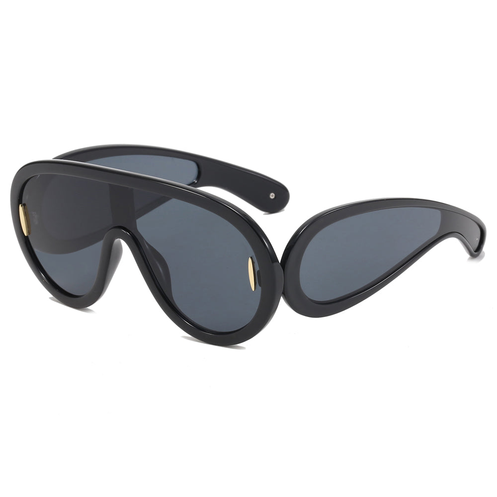 Y2K One Piece Lens Flat Top Oversize Shield Shades Sunglasses