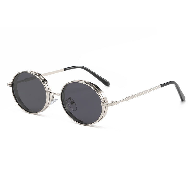 Retro Round Metal Steampunk Style Sunglasses