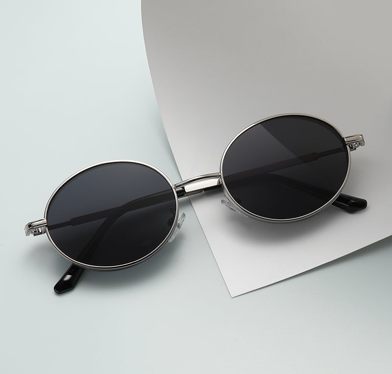 Retro Round Metal Steampunk Style Sunglasses