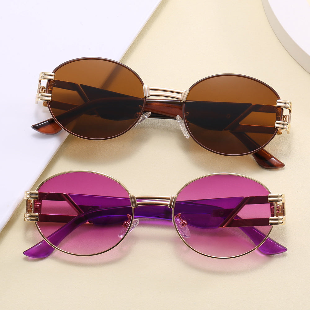 Retro Art Nouveau Vintage Style Round Metal Steampunk Sunglasses