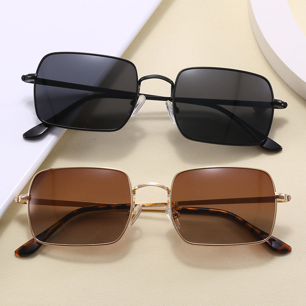 Rectangle Lightweight Metal Frame Polarized Sunglasses