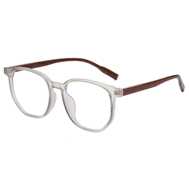 Plastic Faux Wood Eyeglasses with Anti Blue Light Lenses