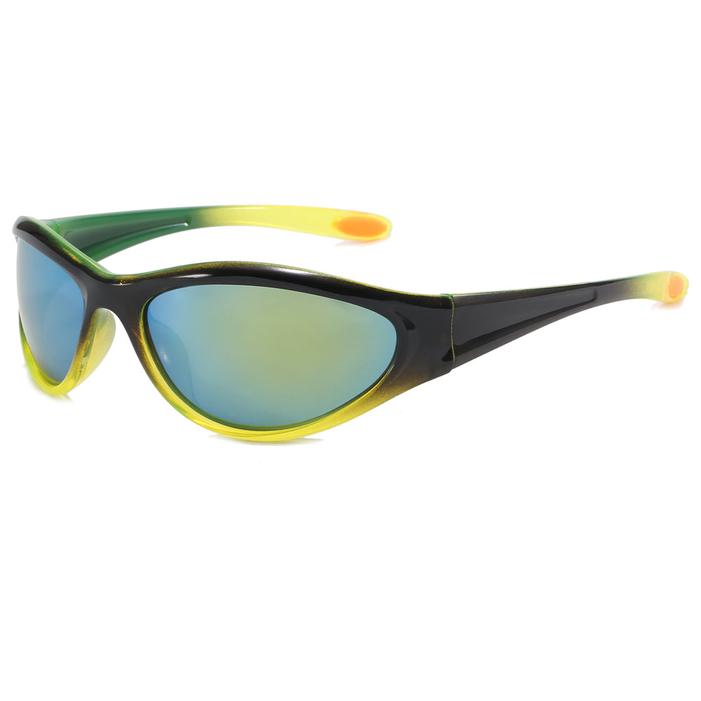 Y2K Retro Rectangle Wrap Around Outdoor Cycling Sporty Sunglasses