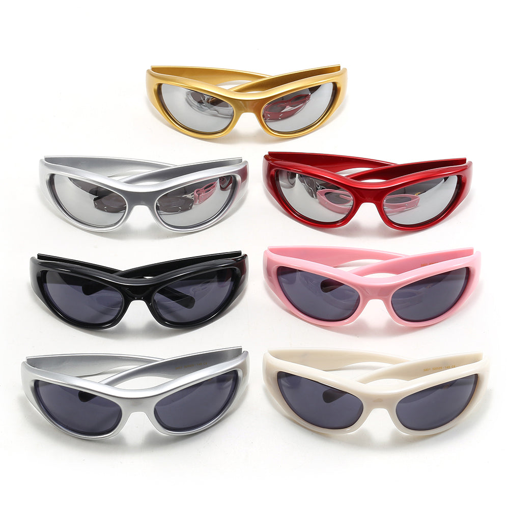 Y2K Vintage Wrap Around Rectangle Cat Eye Outdoor Sunglasses