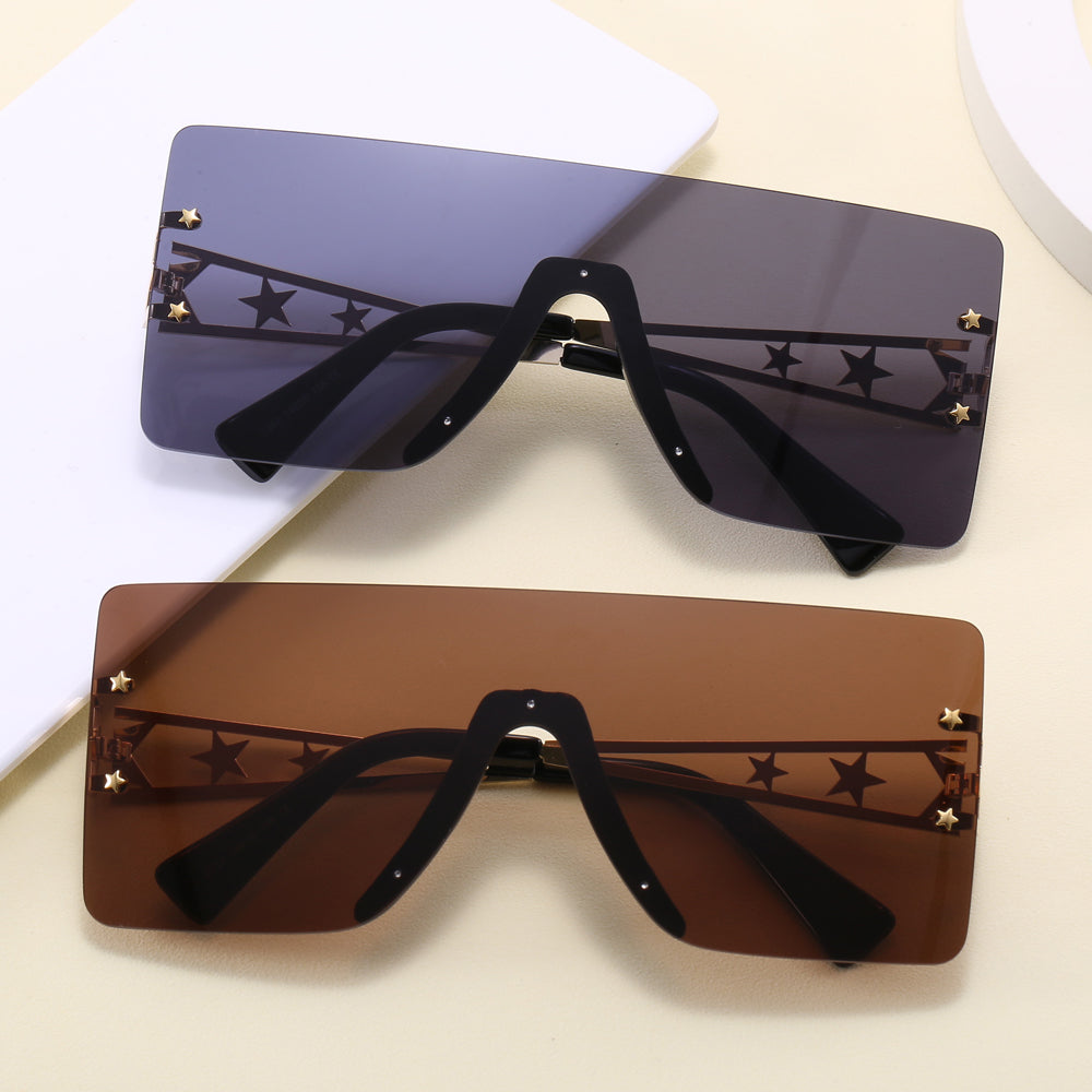 Flat Top Oversized Square Rimless Sunglasses