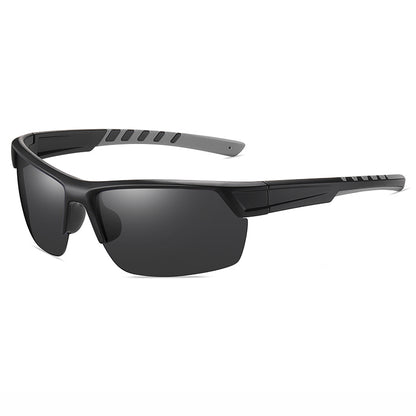 Men Rectangular Half Frame Polarized Sports Driving Sunglasses