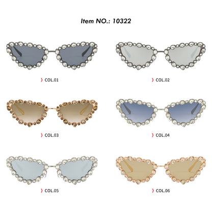 Luxury Diamond Bling Cat Eye Metal Sunglasses