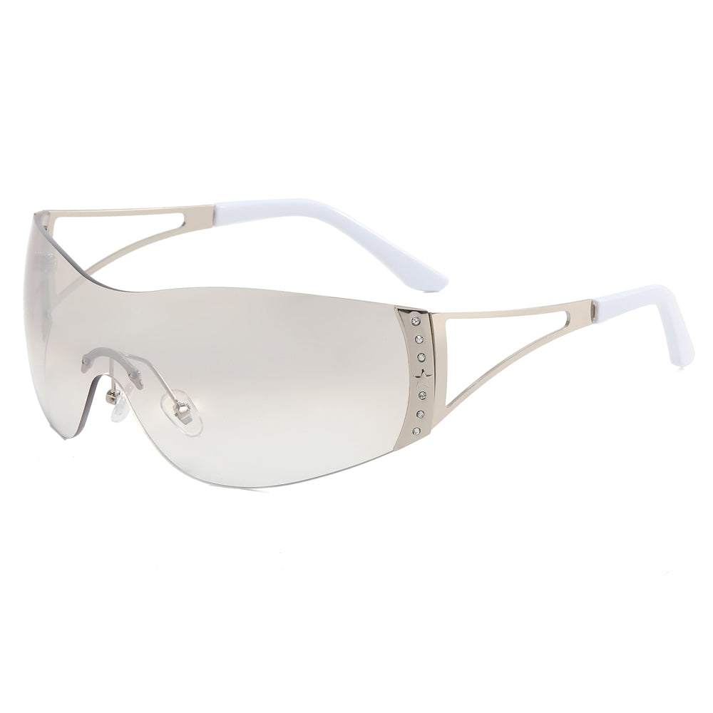 Y2K Oversized Rimless Shield Sunglasses