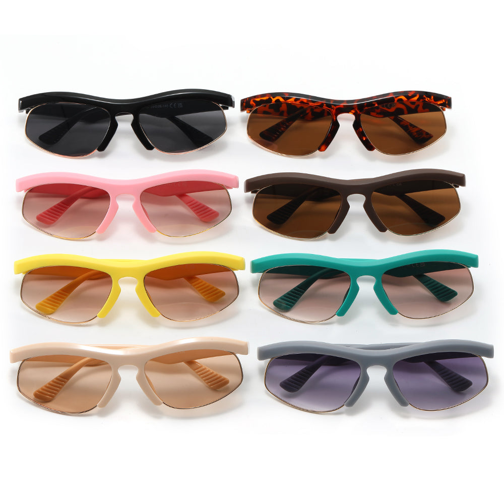 Y2K Rectangle Half Frame Women Sport Sunglasses