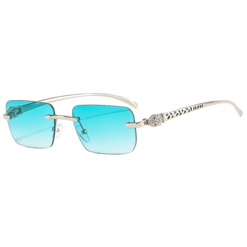 Panther Rectangular Rimless Sunglasses